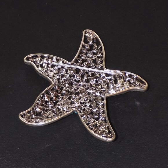 New Dillard's Starfish Statement Brooch  Openwork Turquoise Beads & Crystals - Picture 7 of 7